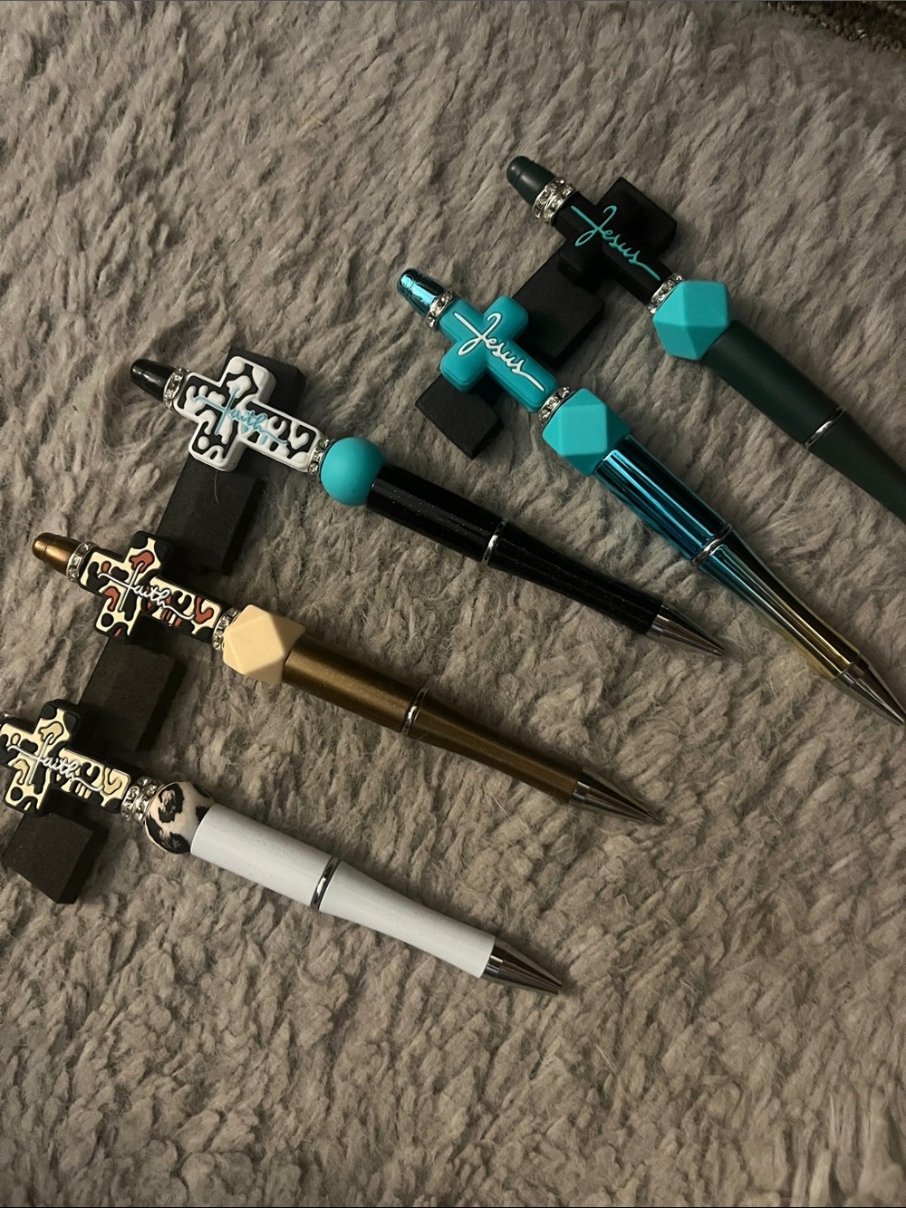 5pc “Faith & Jesus” cross with camo, teal, brown,cream accents gifts for all 55